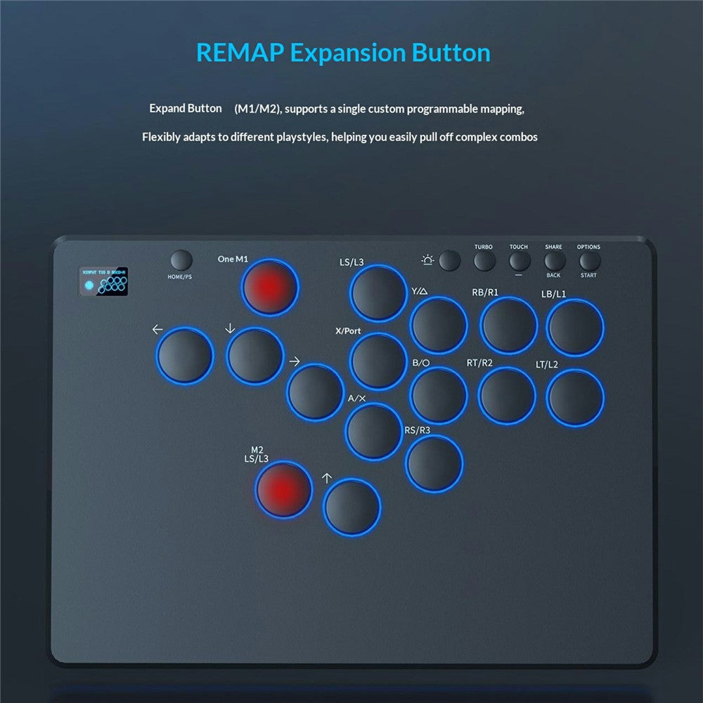 D216 16-Key Arcade Fight Keyboard with OLED Display for Sony PlayStation 4 / 3 / Nintendo Switch / PC