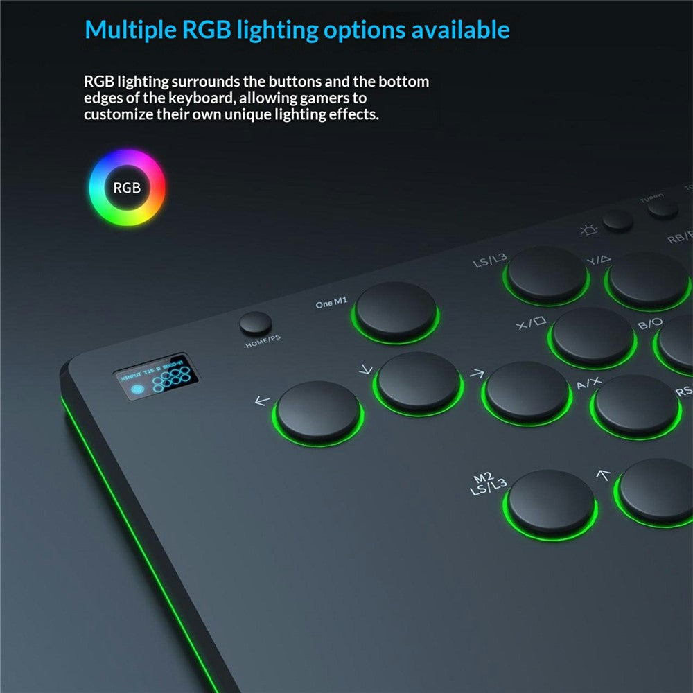 D216 16-Key Arcade Fight Keyboard with OLED Display for Sony PlayStation 4 / 3 / Nintendo Switch / PC
