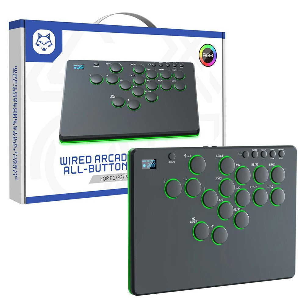 D216 16-Key Arcade Fight Keyboard with OLED Display for Sony PlayStation 4 / 3 / Nintendo Switch / PC