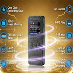 T53 Portable Voice Recorder Built-in 8GB Memory Noise Reduction 1.44 Inch TFT Screen MP3 Player