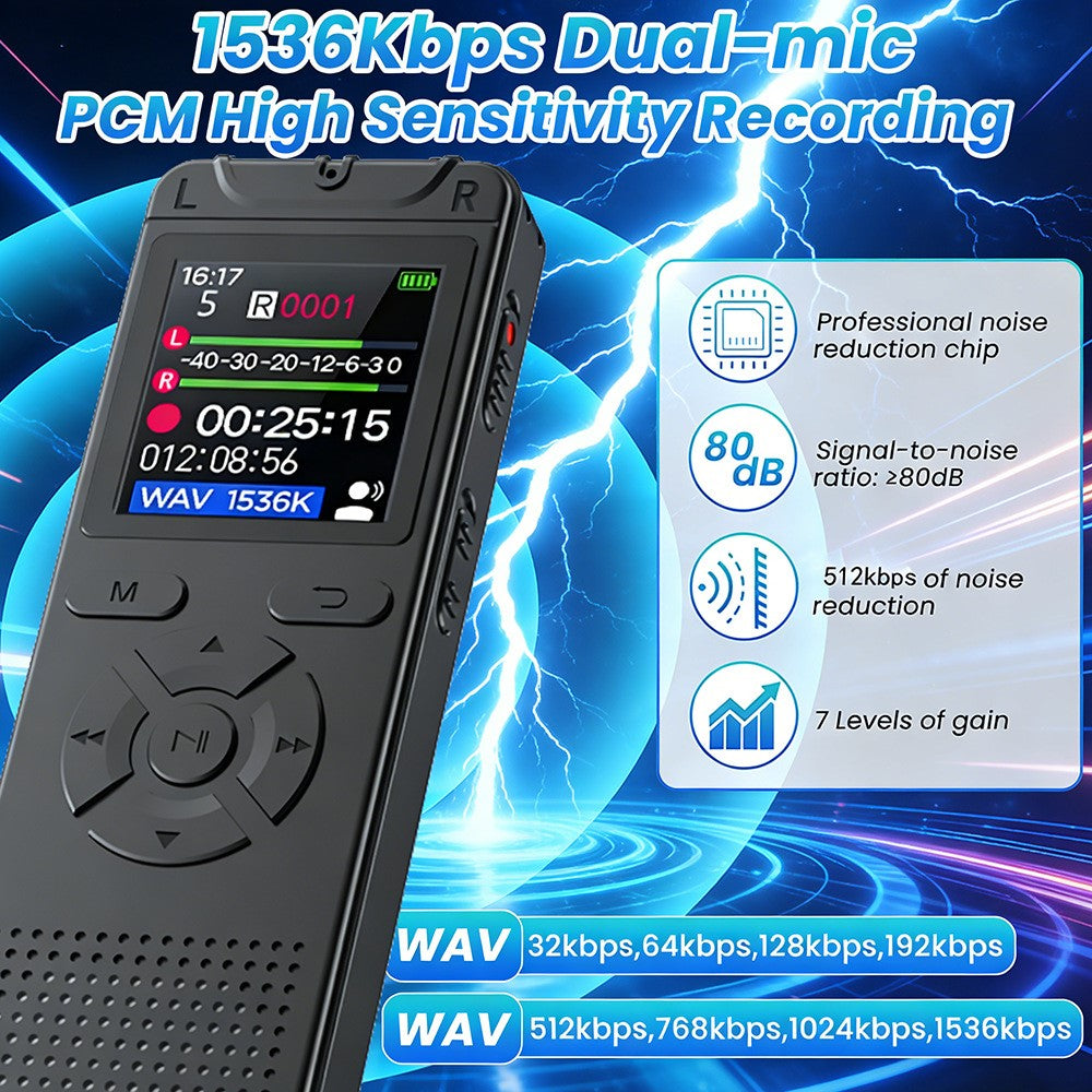 T53 Portable Voice Recorder Built-in 8GB Memory Noise Reduction 1.44 Inch TFT Screen MP3 Player