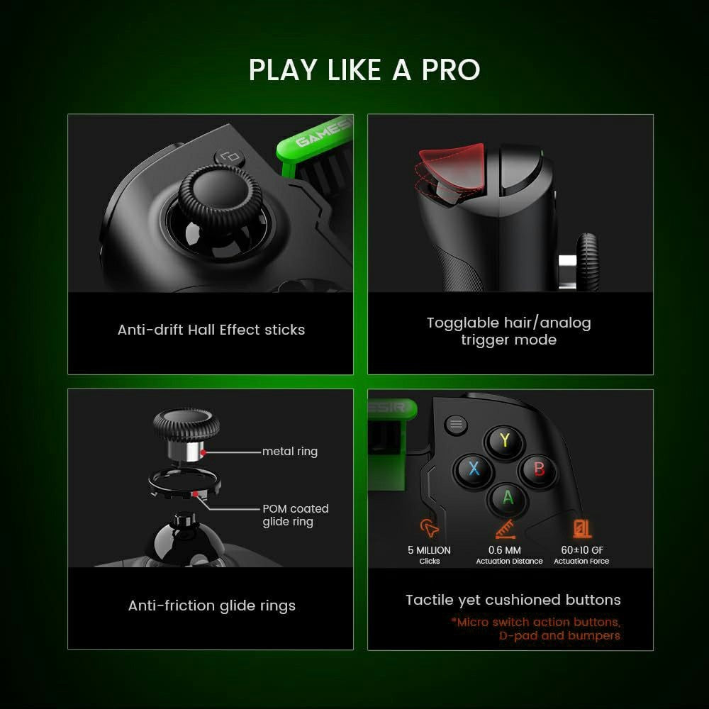 GAMESIR X4a Split Stretch Controller 256-Level Hall Effect Triggers Android Bluetooth-Compatible Gamepad