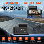F310 3-Channel Dash Cam 4K+2K+2K Three Lens 3.19 inch IPS Screen WiFi Night Vision G-Sensor (without TF Card)