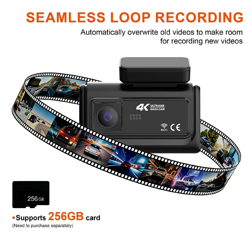 F310 3-Channel Dash Cam 4K+2K+2K Three Lens 3.19 inch IPS Screen WiFi Night Vision G-Sensor (without TF Card)