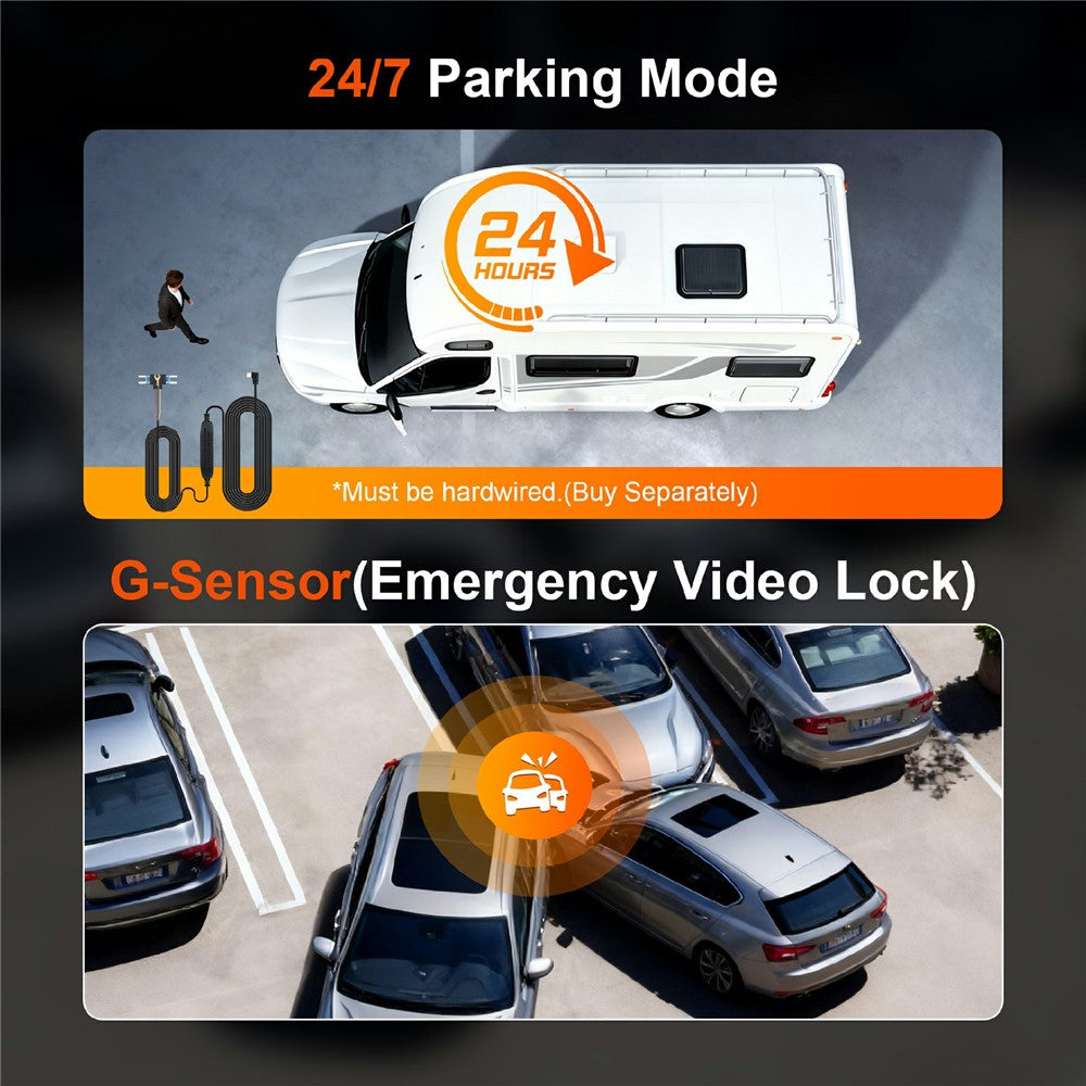 F310 3-Channel Dash Cam 4K+2K+2K Three Lens 3.19 inch IPS Screen WiFi Night Vision G-Sensor (without TF Card)