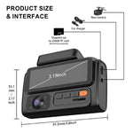 F310 3-Channel Dash Cam 4K+2K+2K Three Lens 3.19 inch IPS Screen WiFi Night Vision G-Sensor (without TF Card)