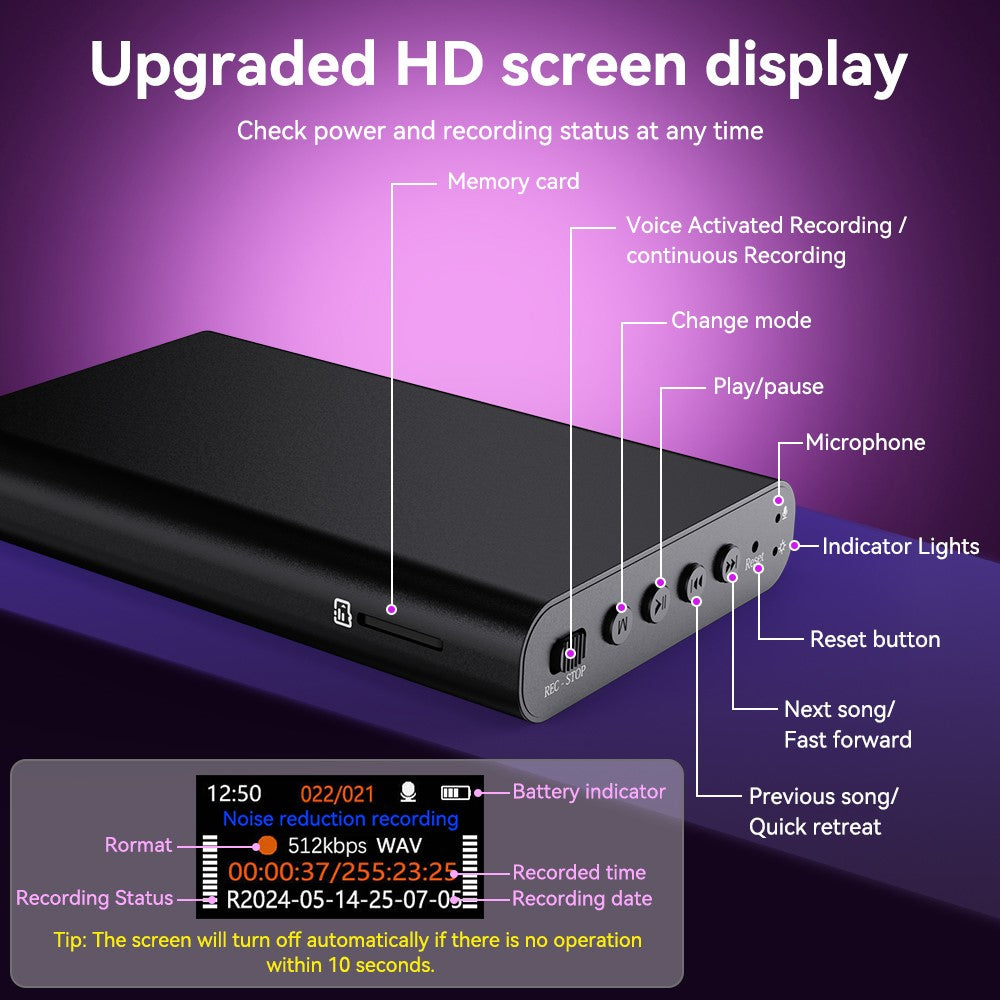 DVR25 32GB Magnetic Voice Activated Recorder AI Noise Reduction USB-C Audio Recorder for Meetings