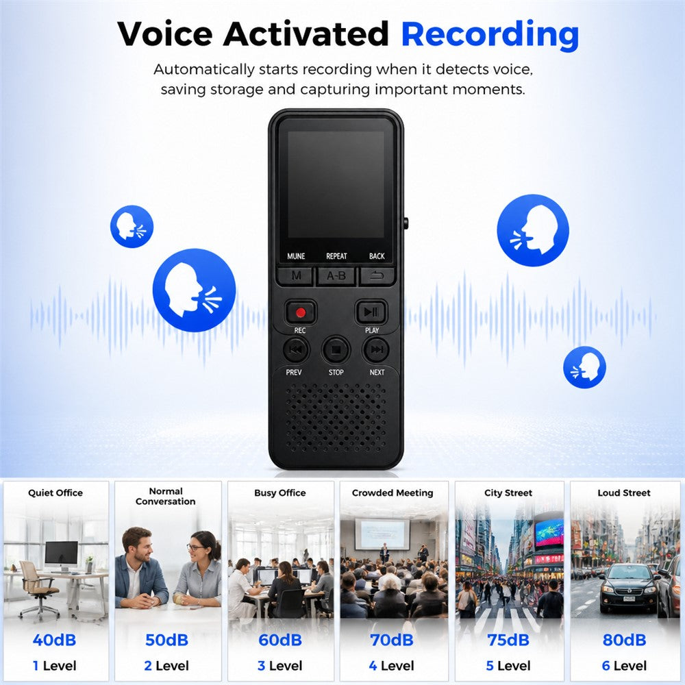 P329 16GB Digital Voice Recorder 1.4 inch 1536Kbps PCM Noise Reduction Audio Recorder