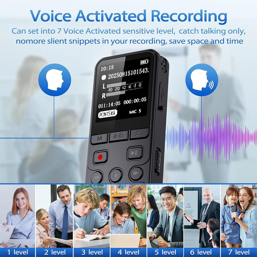 P329 16GB Digital Voice Recorder 1.4 inch 1536Kbps PCM Noise Reduction Audio Recorder