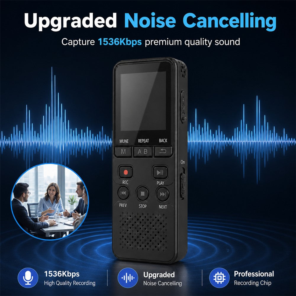 P329 4GB Digital Voice Recorder 1.4 inch 1536Kbps PCM Noise Reduction Audio Recorder