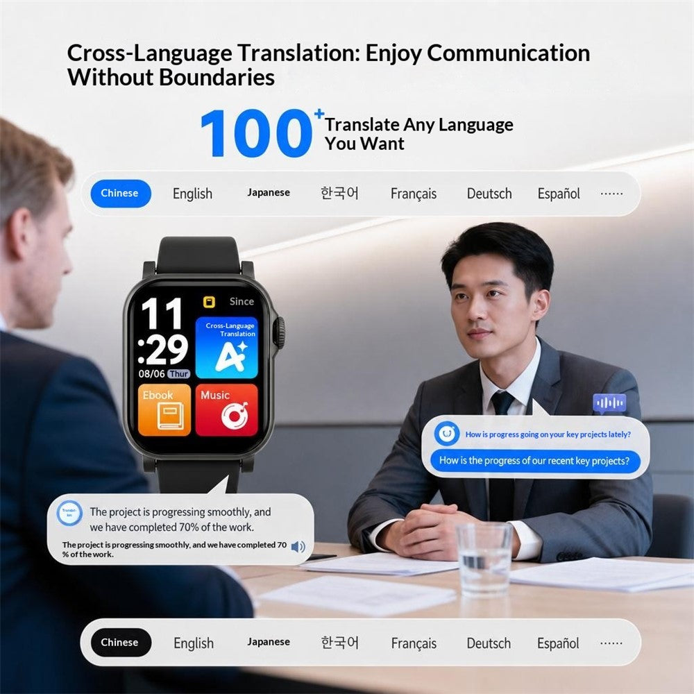 R6566 32GB AI Voice Recorder Watch 2.01 inch Touchscreen Bluetooth-compatible 5.3 AI Transcription Recorder
