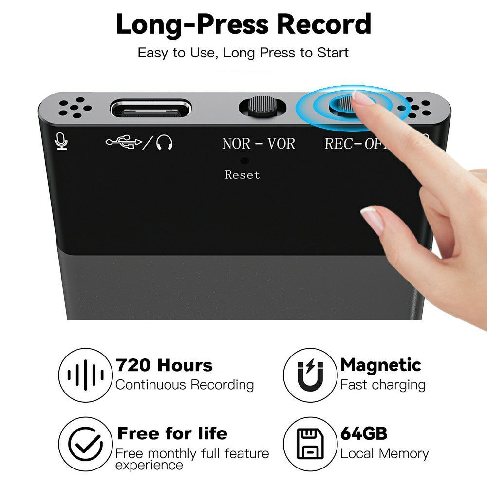 UP-11 64GB AI Voice Recorder Real-Time Speech-to-Text 108-Language Translation Bluetooth-compatible Recorder for Meetings and Interviews