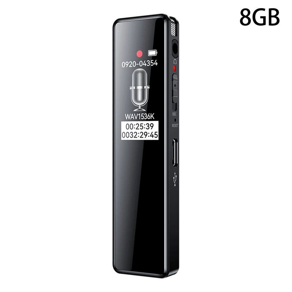 8 GB digital stemmeoptager med 0,96" TFT-skærm, 360-graders panorama-mikrofon og lydoptager