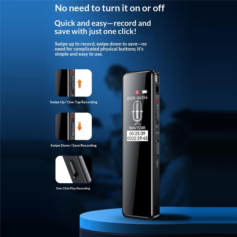 8830 32GB Digital Voice Recorder 0.96-Inch TFT Display 360-Degree Panoramic Microphone Audio Recorder