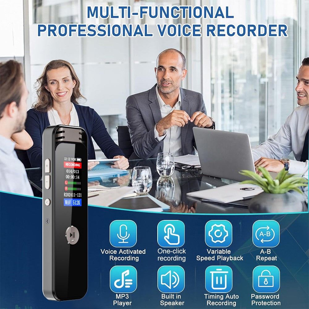 8835 64GB Digital Voice Recorder Dual Microphone Noise Reduction Recorder for Business Meetings Interviews