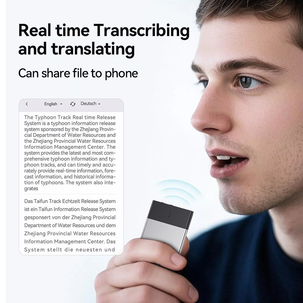 UP-11 32GB AI-stemmeoptager Realtids tale til tekst 108-sprogs oversættelse Bluetooth-kompatibel optager til møder og interviews