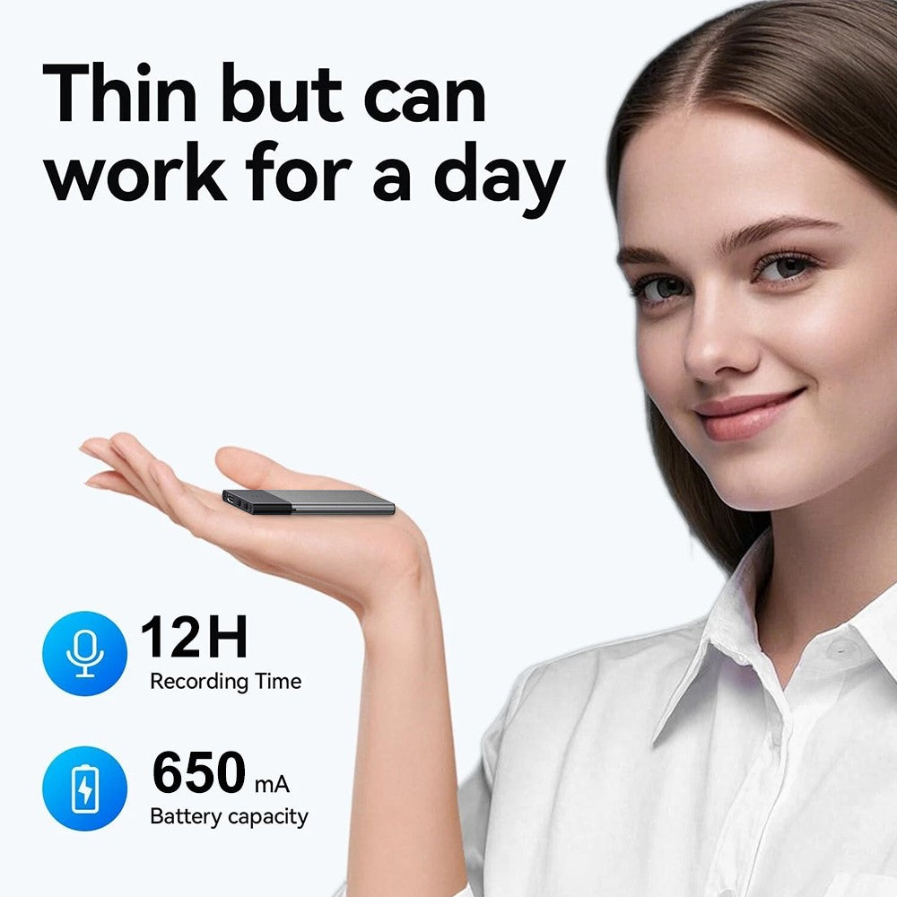 UP-11 32GB AI-stemmeoptager Realtids tale til tekst 108-sprogs oversættelse Bluetooth-kompatibel optager til møder og interviews