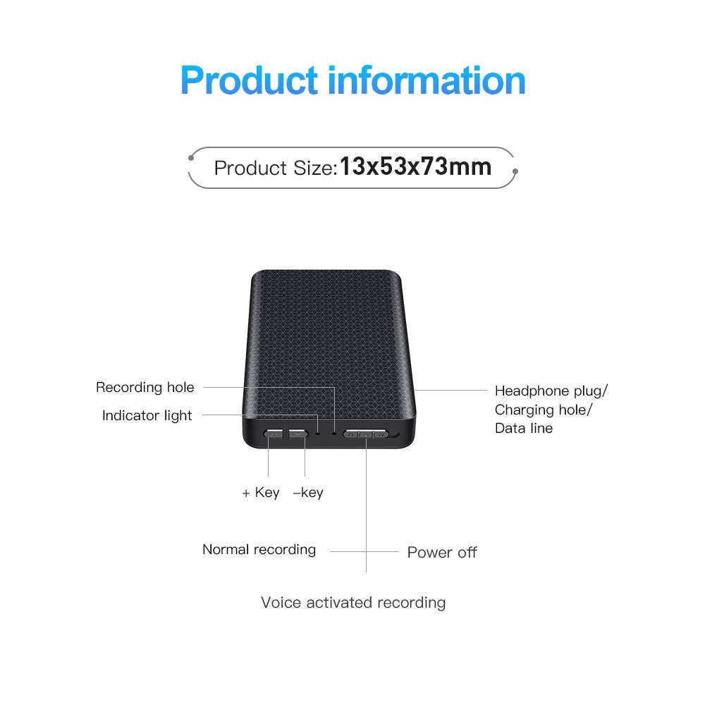 Q85 32GB Magnetic Adsorption Portable 1750mAh Rechargeable Smart Voice-Activated Sound Recording Time Stamp Noise Reduction Voice Recorder