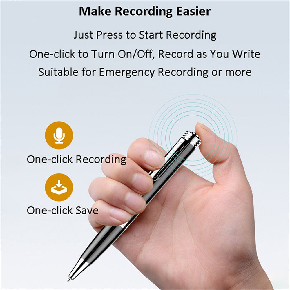 Q80 8GB Optagelsespen med Én-tast, Skrivbar Digital Diktafon Mini Audio Stemmeoptager med Høretelefon