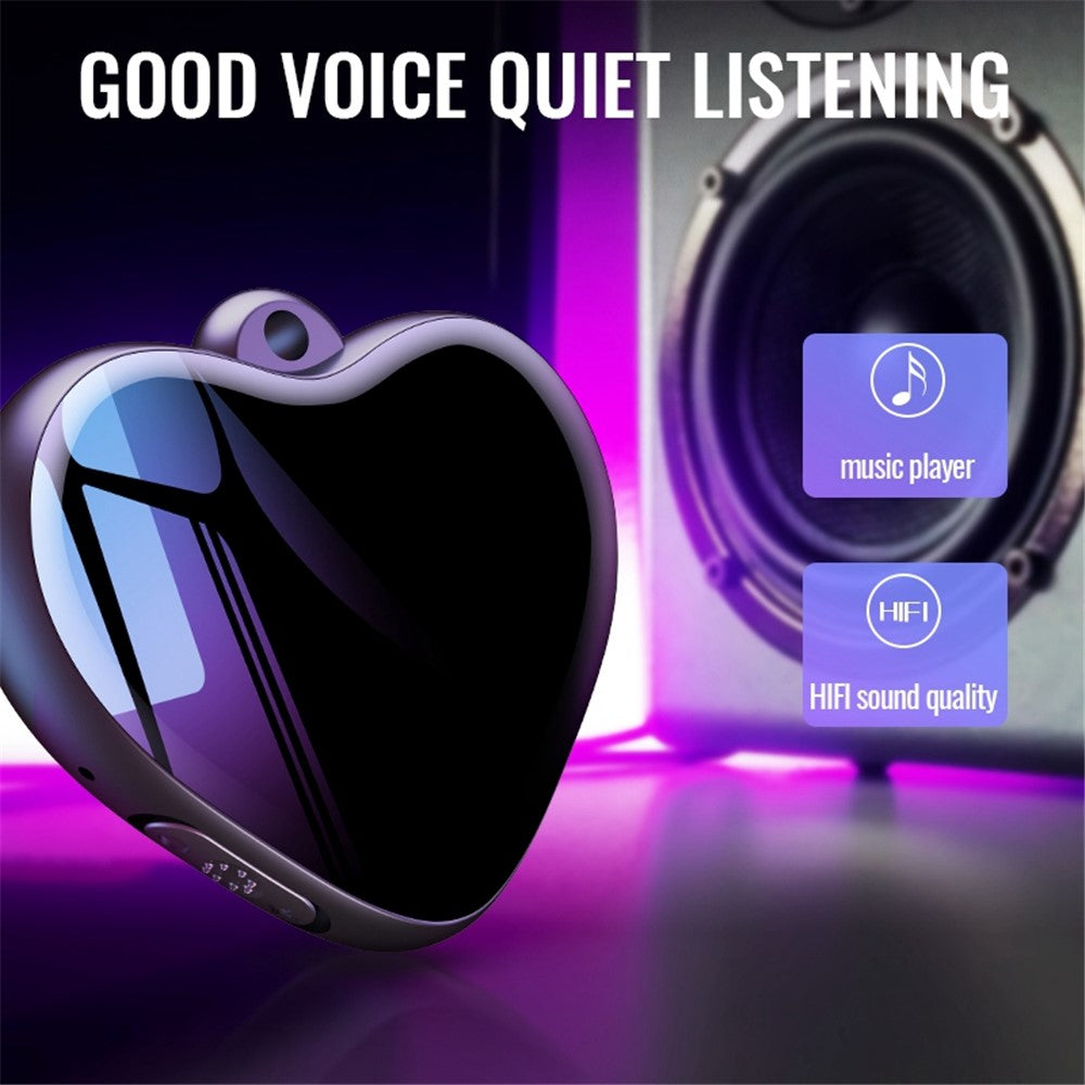Q66 Heart-Shaped 8GB Voice Recorder Encrypted Smart Recording Device High-Definition Noise Reduction Portable Voice Recorder for Interview Conference Classroom