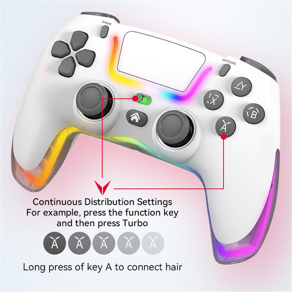 P07 Dazzle Lighting Wireless Bluetooth-compatible Controller for PS4 Game Console Gamepad (without Stand)