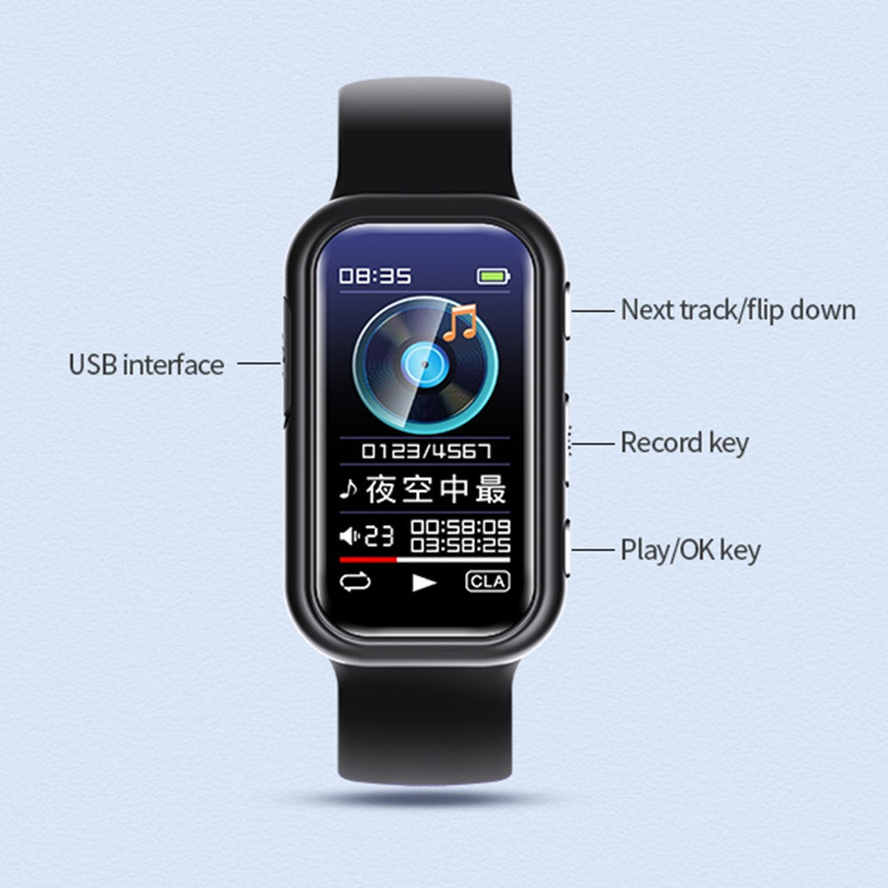 S16 8GB Audio Voice Bracelet Recording Device Noise Cancelling Recorder with Password, E-Book, Play Music