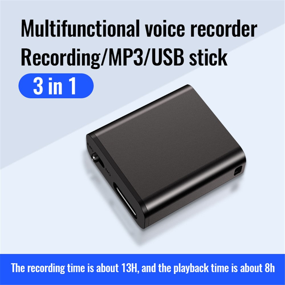 Q8 8GB Noise Cancelling Mini Voice Recorder Voice Activated Recorder MP3 Player with OTG Function