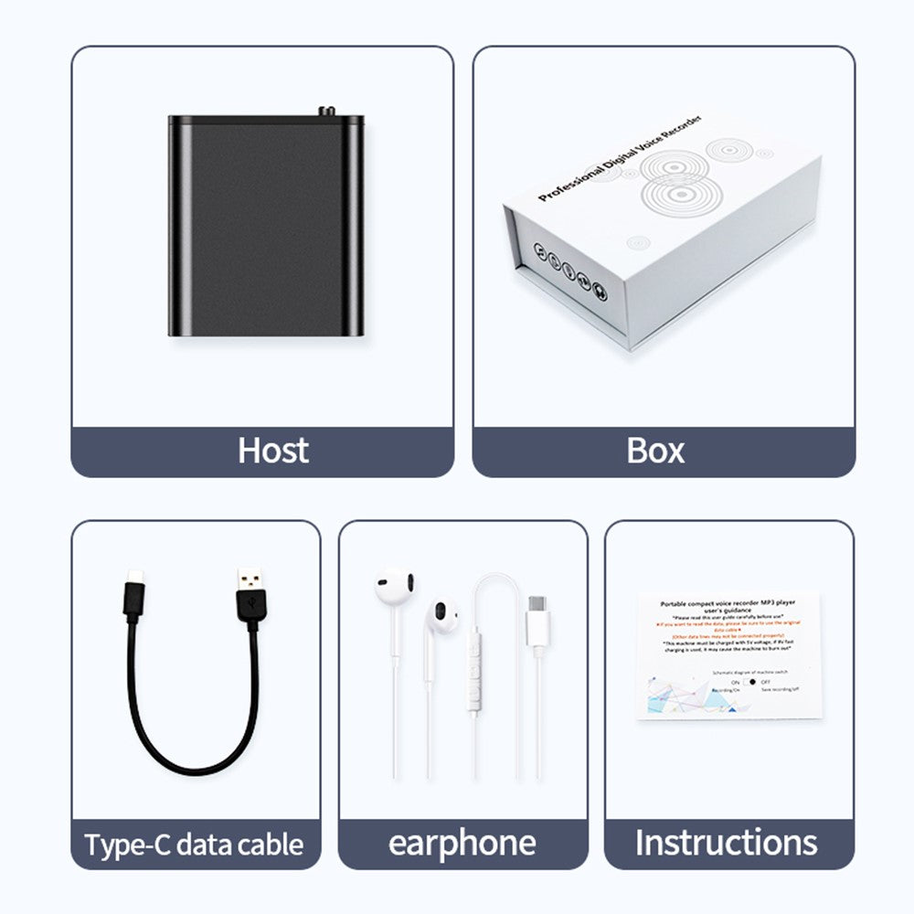 Q8 8GB Noise Cancelling Mini Voice Recorder Voice Activated Recorder MP3 Player with OTG Function