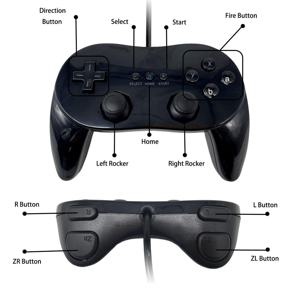 8553 Gamepad for Nintendo Wii, WiiU Game Console Wired Controller with 1.1m Cable