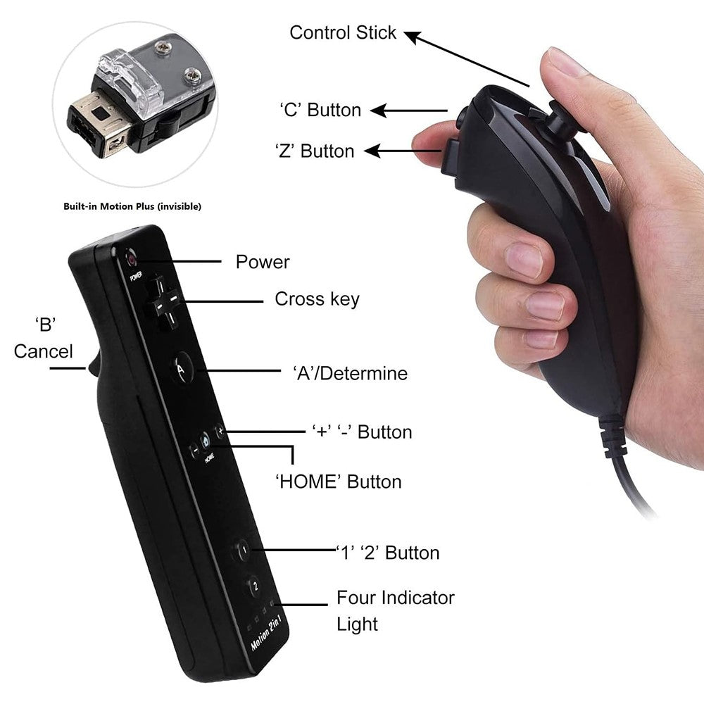 8512 til Wii U / Wii-konsol fjernbetjening trådløs controller med indbygget Motion Plus