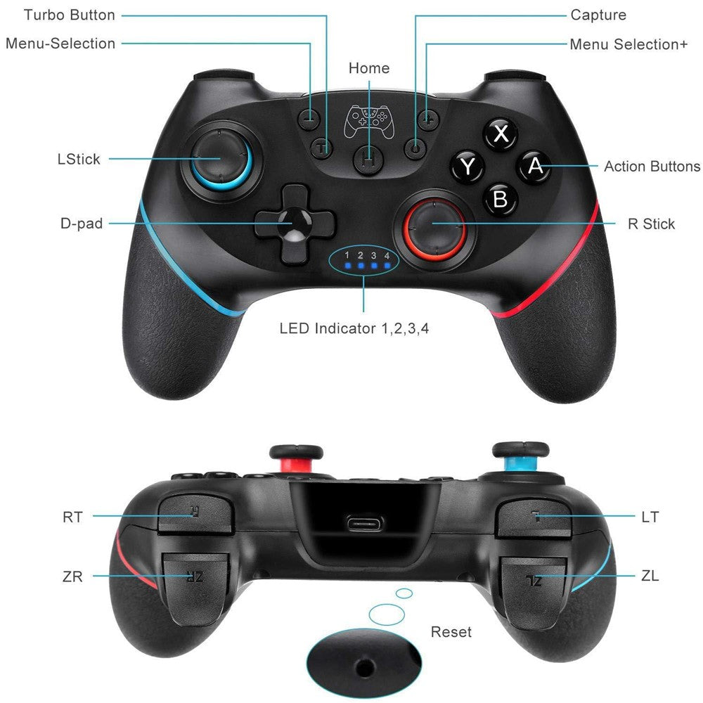 SW001+ Wireless Bluetooth-compatible Controller for Nintendo Switch Gamepad with Vibration, 6-Axis Motion Sensor