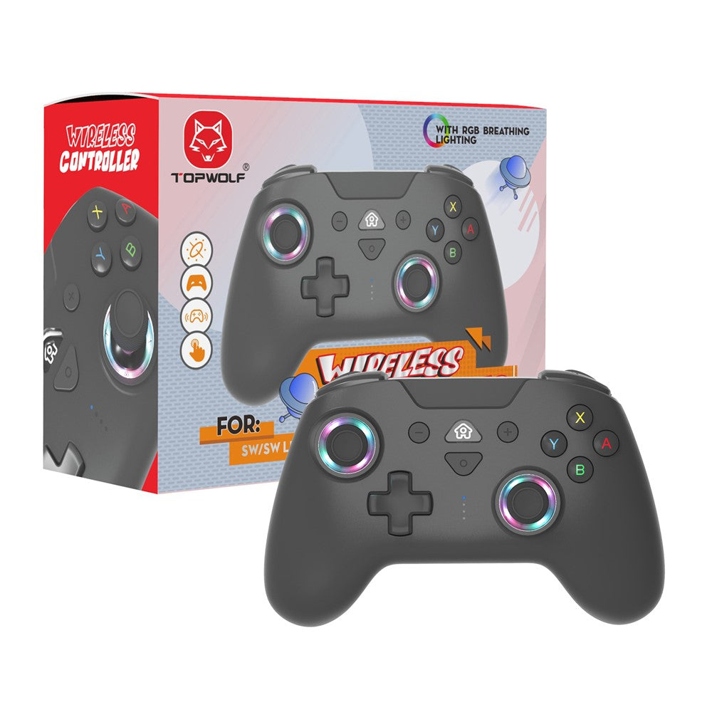 TOPWOLF Wireless Bluetooth-compatible Game Controller with RGB Lights for Nintendo Switch / PC / iOS / Android