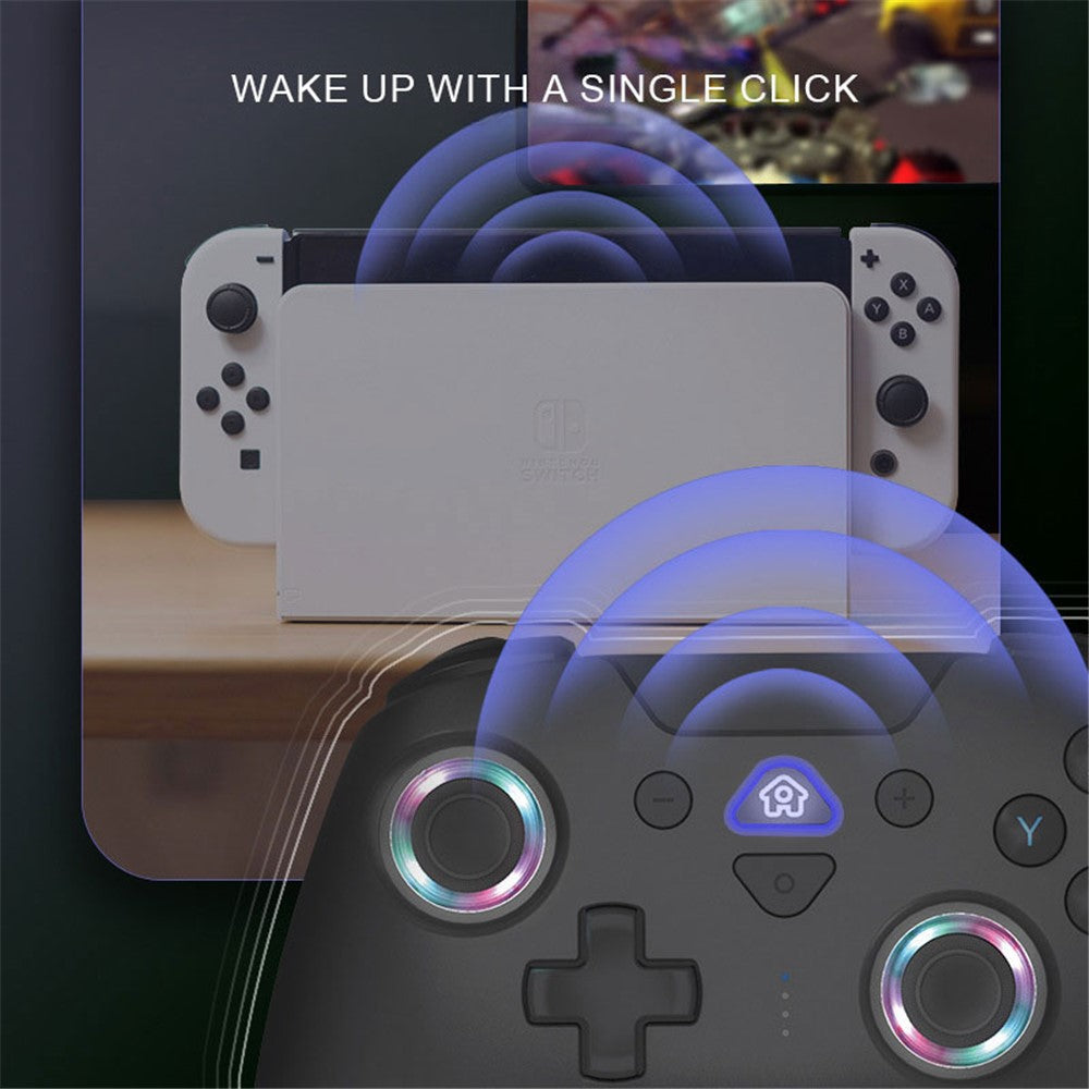 TOPWOLF Wireless Bluetooth-compatible Game Controller with RGB Lights for Nintendo Switch / PC / iOS / Android