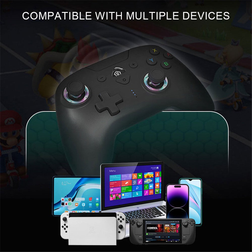 TOPWOLF Wireless Bluetooth-compatible Game Controller with RGB Lights for Nintendo Switch / PC / iOS / Android