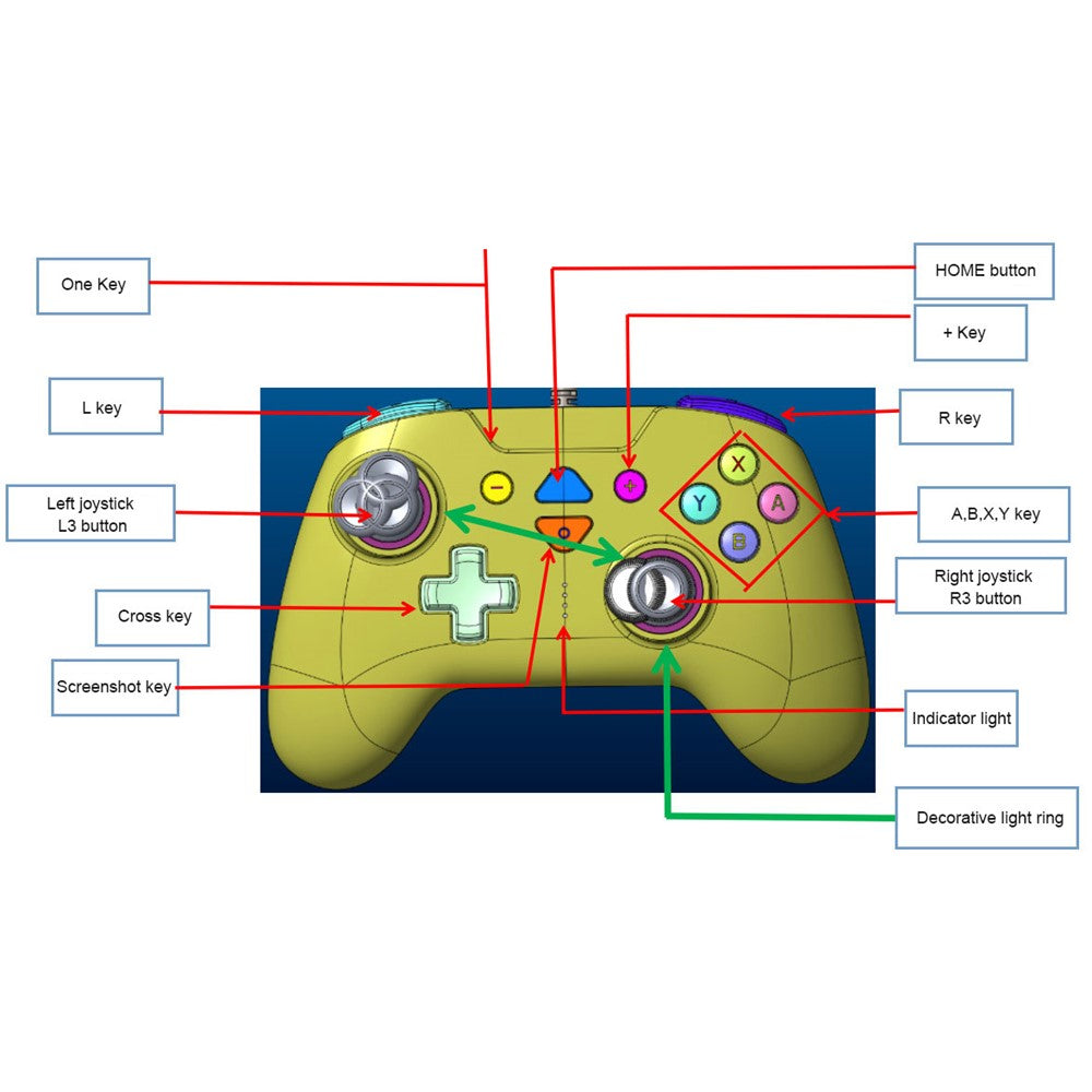 TOPWOLF Wireless Bluetooth-compatible Game Controller with RGB Lights for Nintendo Switch / PC / iOS / Android