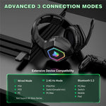 ONIKUMA B100 2.4G Wireless / Bluetooth-compatible 5.3 / Wired Over-ear Headset RGB Light E-sports Gaming Headphone