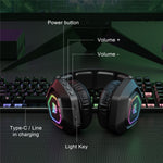 ONIKUMA B100 2.4G Wireless / Bluetooth-compatible 5.3 / Wired Over-ear Headset RGB Light E-sports Gaming Headphone