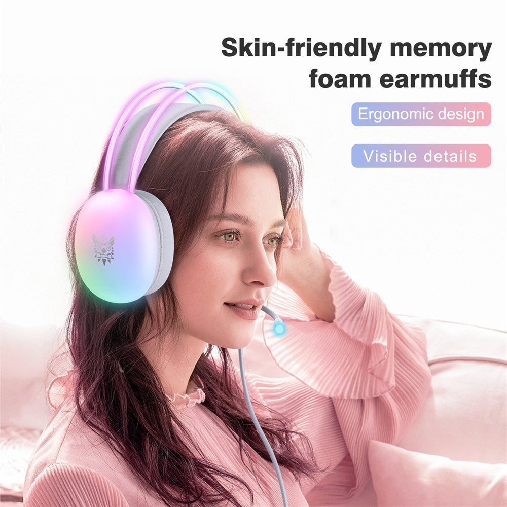 ONIKUMA X25 3,5 mm + USB Kablet Over-Ear E-Sport Hovedtelefon Piger Gaming Headset med RGB-lys