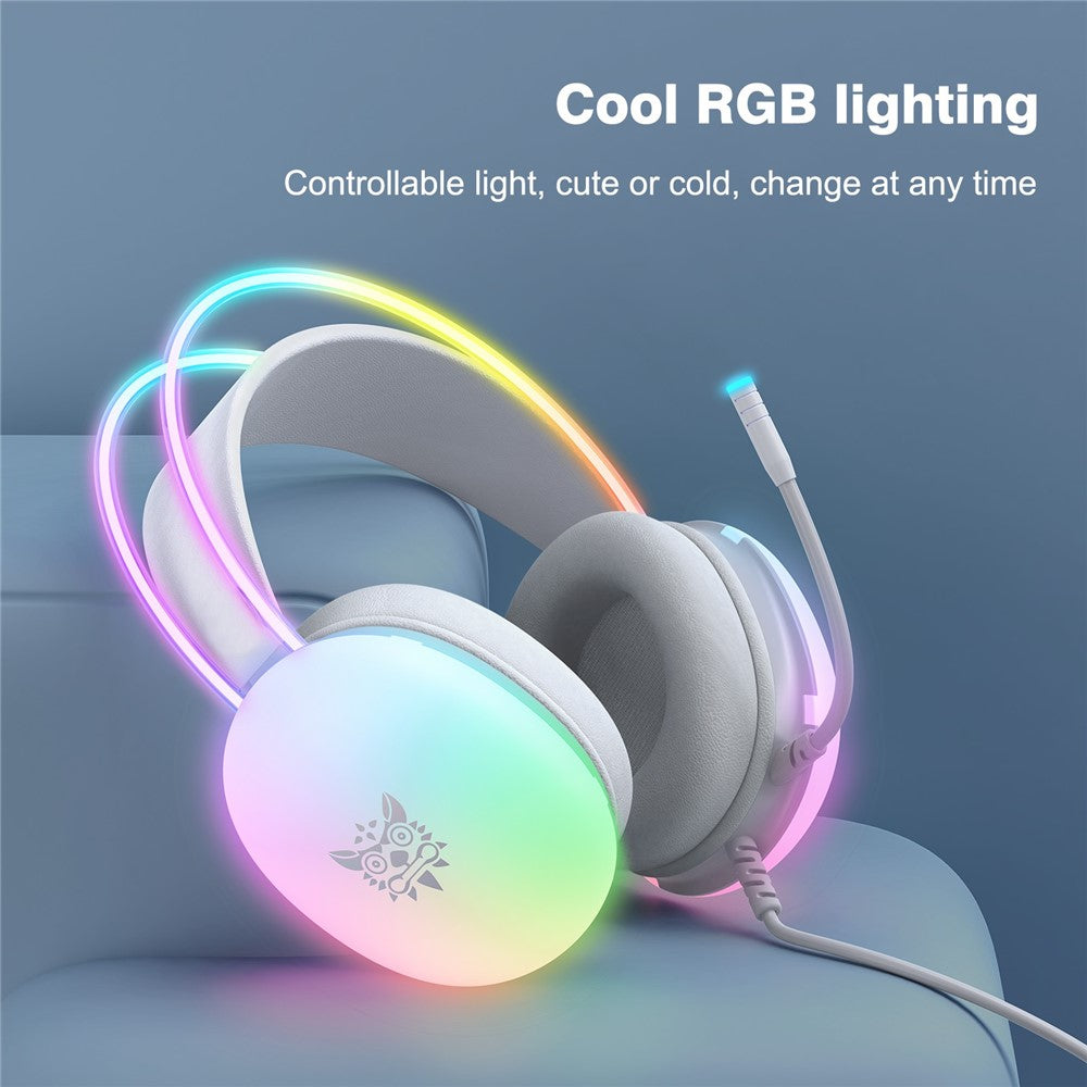 ONIKUMA X25 3,5 mm + USB Kablet Over-Ear E-Sport Hovedtelefon Piger Gaming Headset med RGB-lys