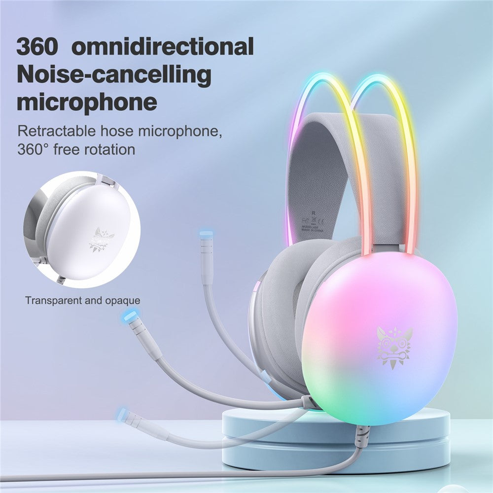 ONIKUMA X25 3,5 mm + USB Kablet Over-Ear E-Sport Hovedtelefon Piger Gaming Headset med RGB-lys
