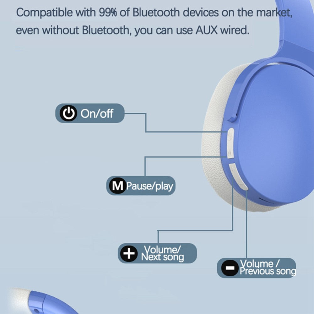 VJE907 Over-Ear Headphone Wireless Bluetooth-compatible Gaming Headset Bass Sound Earphone