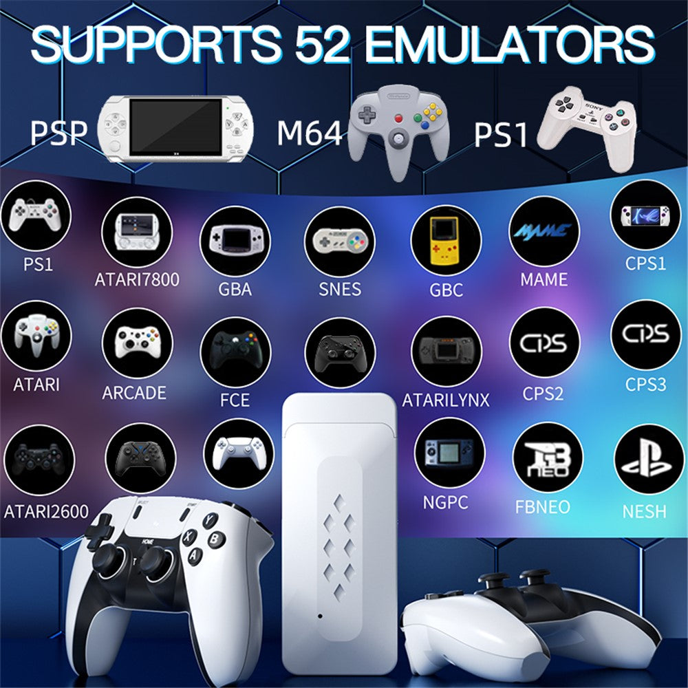 m22 Game Stick 4K, Dual 2.4G Wireless Game Controllers with 128G 30000+ Games for TV