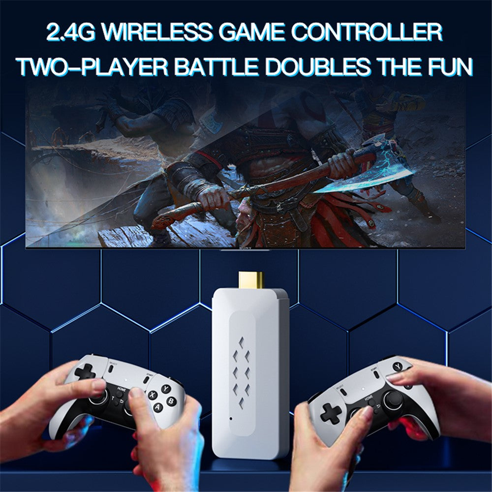 m22 Game Stick 4K, Dual 2.4G Wireless Game Controllers with 128G 30000+ Games for TV