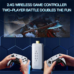 m22 Game Stick 4K, Dual 2.4G Wireless Game Controllers with 64G 30000+ Games for TV