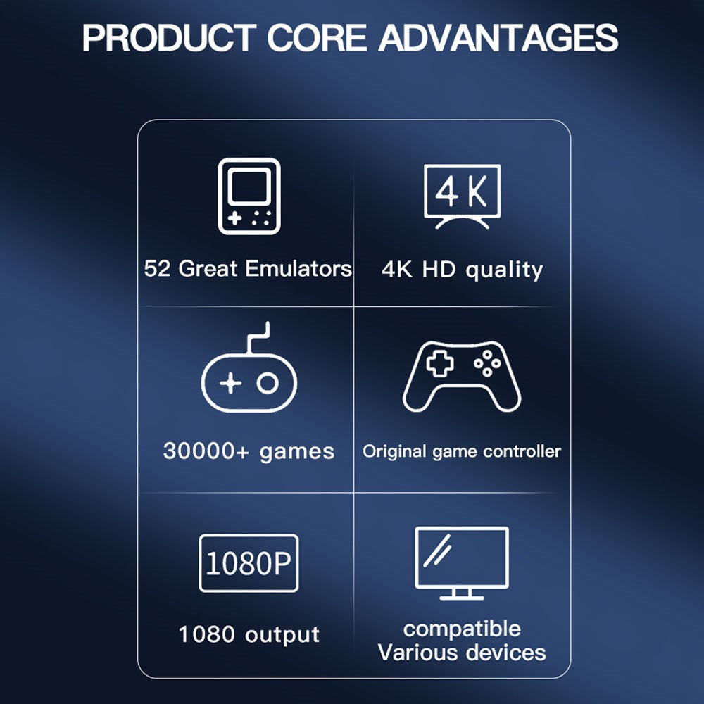 m22 Game Stick 4K, Dual 2.4G Wireless Game Controllers with 64G 30000+ Games for TV