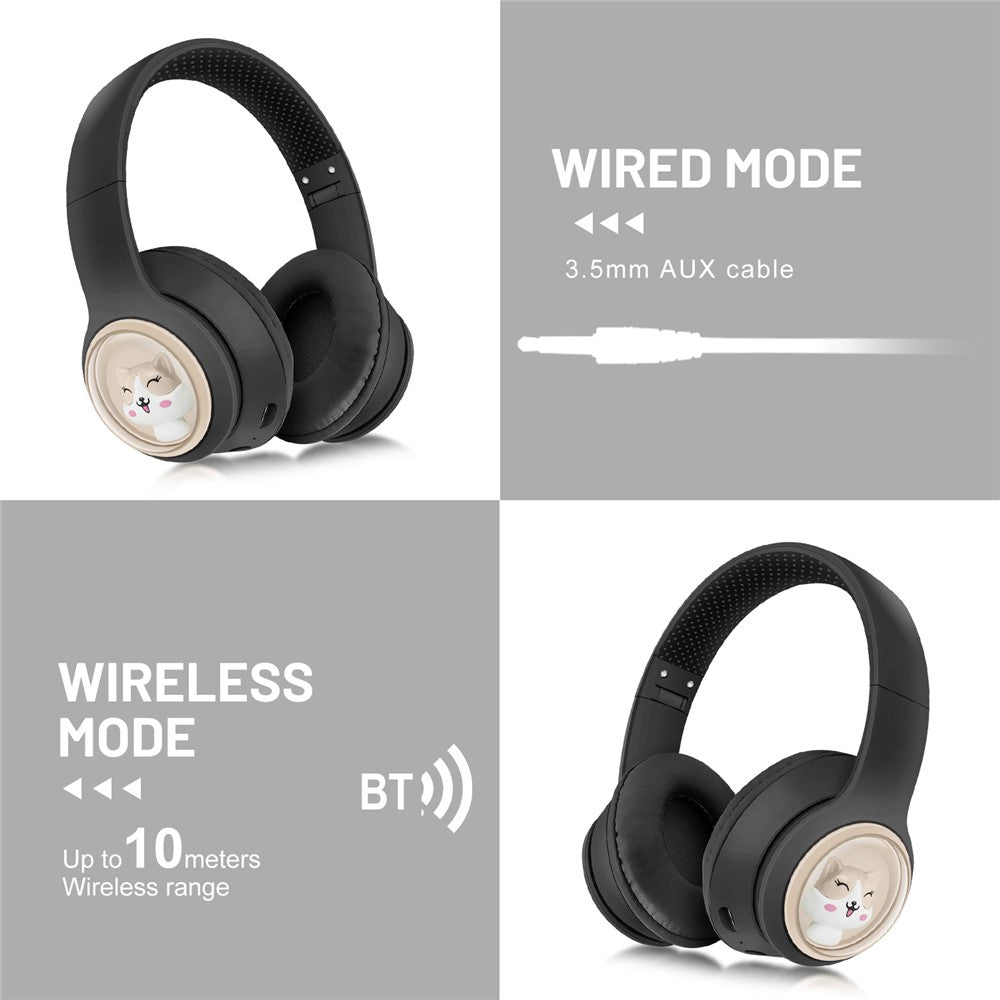 AKZ-06 Tecknat djur Vikbara Over-Ear Bluetooth-hörlurar Spelheadset med låg fördröjning