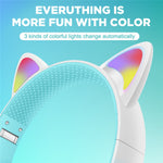 AKZ-02 Color Light Cat Ear Wireless Bluetooth-compatible Headphone Heavy Bass E-Sport Head-Mounted Headset
