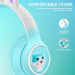 AKZ-02 Color Light Cat Ear Wireless Bluetooth-compatible Headphone Heavy Bass E-Sport Head-Mounted Headset