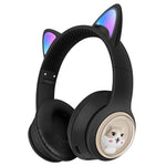 AKZ-02 Color Light Cat Ear Wireless Bluetooth-compatible Headphone Heavy Bass E-Sport Head-Mounted Headset