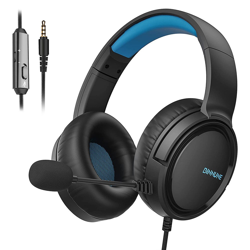 BINNUNE BG02 Gaming Headset 3,5 mm kablet hovedtelefoner med mikrofon til PC / bærbar computer / stationær computer
